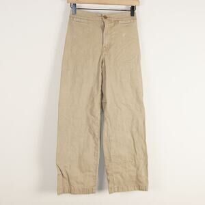 Madewell Emmett Wide Leg Crop Welt Pocket Drill Khaki Brown Pants Womens Sz 24